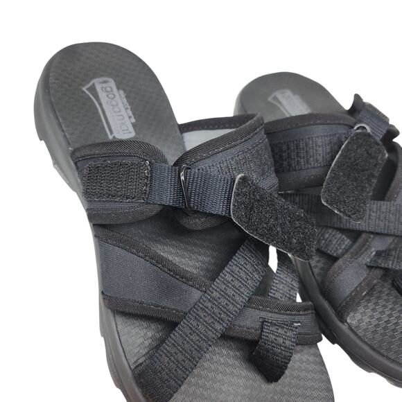 Skechers Sandals Womens 7 Black Performance On the Go Strappy Hoop Loop Goga Mat - Picture 7 of 10